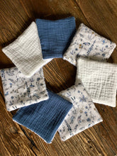 Charger l'image dans la galerie, Lot de 6 lingettes lavables, réutilisables en Liberty ® Théo et double gaze