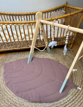 Charger l'image dans la galerie, Tapis feuille molletonné réversible en coton lavé vieux mauve