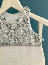 Charger l'image dans la galerie, Gigoteuse en double gaze écru et Liberty ® Adelajda gris et bleu